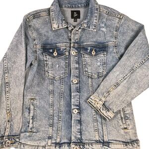 Art Class Girls L 10/12 Denim Jacket Long Sleeve Distressed Med Wash Streetwear